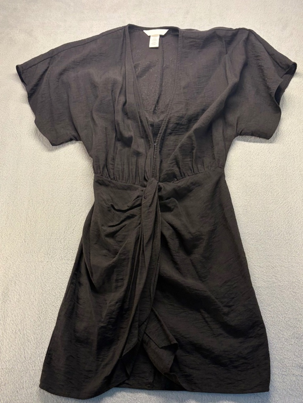 H&M Black Wrap-Style Mini Dress | Size XS | V-Neck |